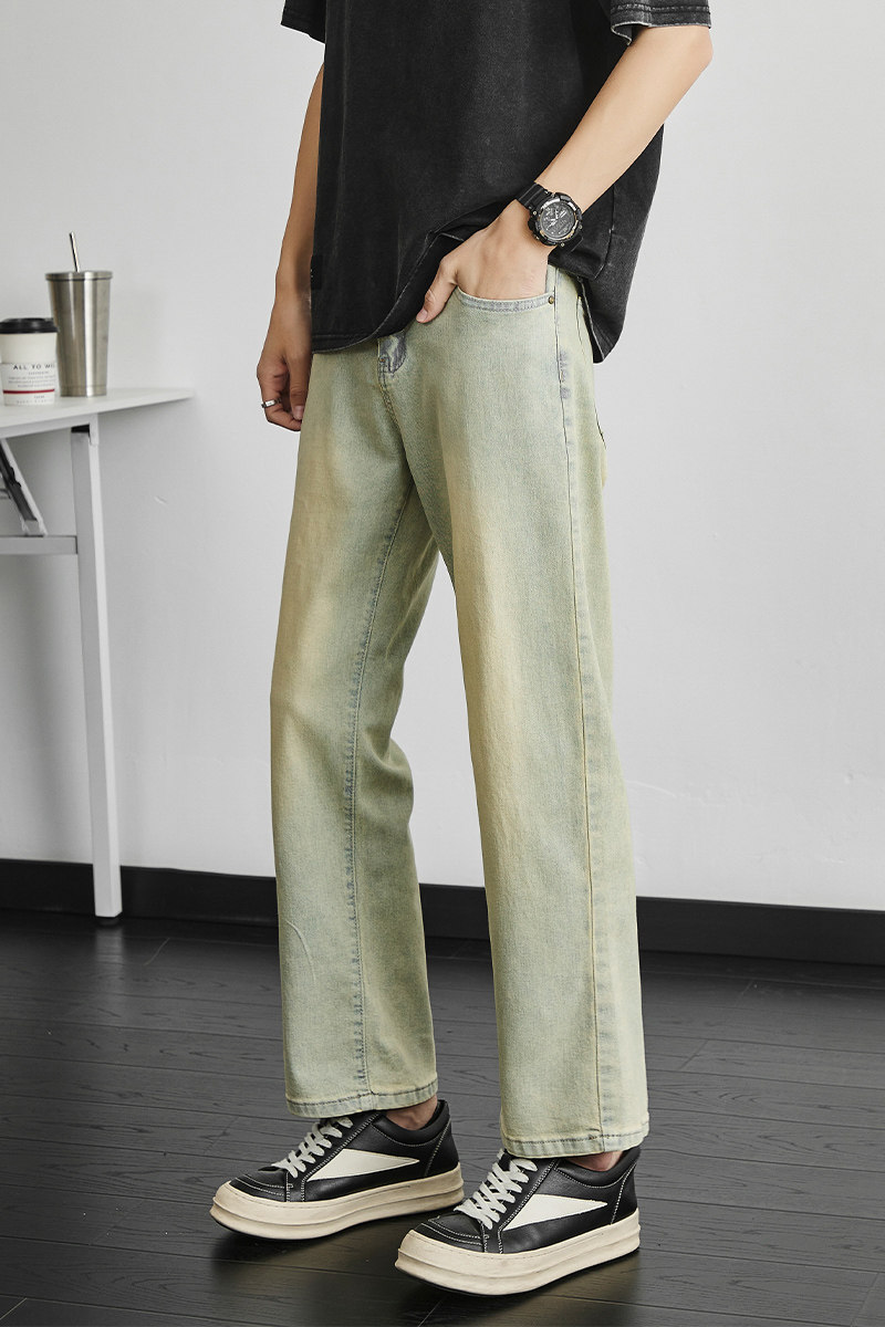9分宽松阔腿牛仔裤秋季新款男士潮流直筒男士长裤子YZ87九分-P50,男装牛仔裤,星座509