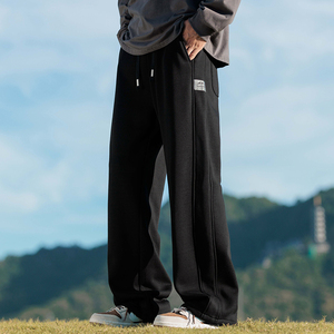 美式卫裤男士宽松直筒秋季新款休闲运动针织阔腿长裤子Z2344-P45图片