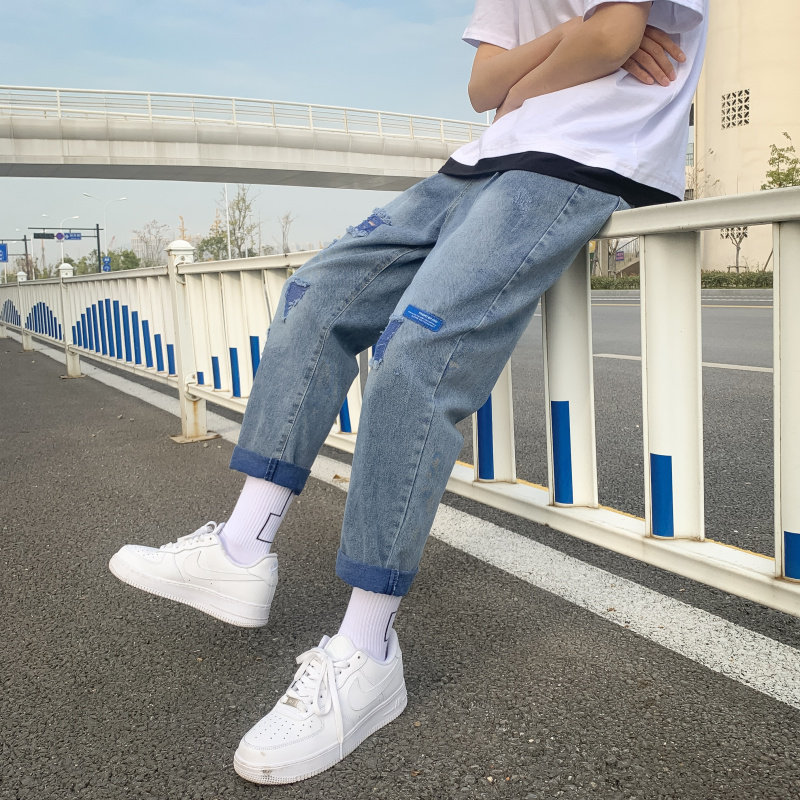 春夏牛仔裤男士宽松束脚潮流修身小脚休闲哈伦裤潮牌长裤K709-P40图片