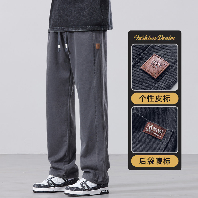 美式纯棉工装裤子男款秋季简约宽松休闲裤男生潮直筒裤Z2346-P45,男装休闲裤,星座509