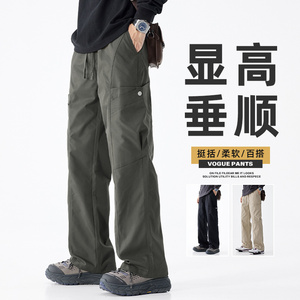 美式工装裤男宽松直筒休闲裤子复古褶皱伞兵拖地长裤子Z9857-P50图片