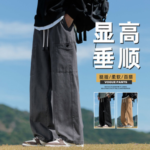 美式伐木工装裤男秋款宽松直筒秋季纯棉阔腿休闲长裤子Z2345-P55图片