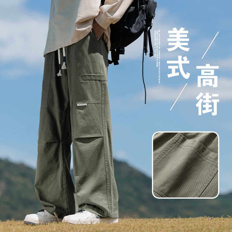 工装裤秋冬日系复古宽松直筒休闲长裤子男士美式运动裤Z9852-P50图片