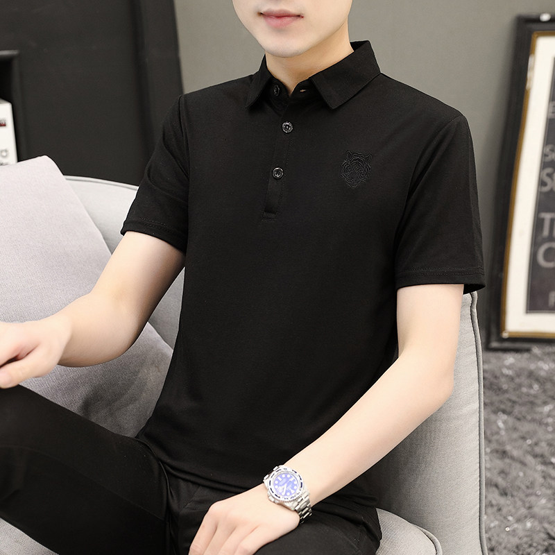 2021新款polo衫男士夏装带领t恤潮牌有领上衣翻领短袖潮ST010-P30图片