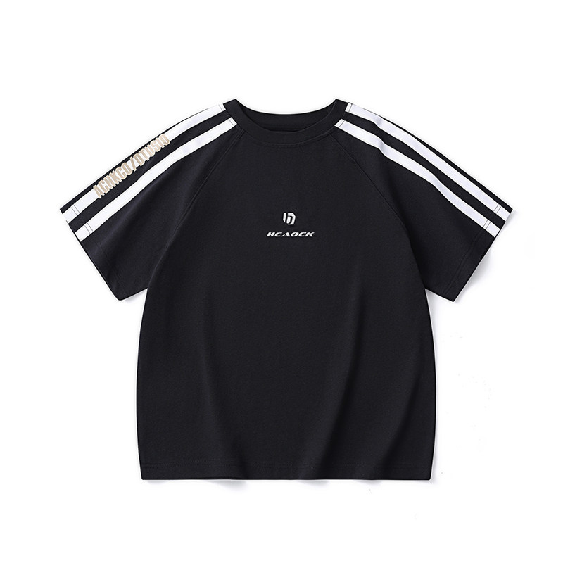潮牌情侣美式拼接拼条印花短袖宽松半袖重磅纯棉T恤衫YD287-P45,男装T恤,星座509
