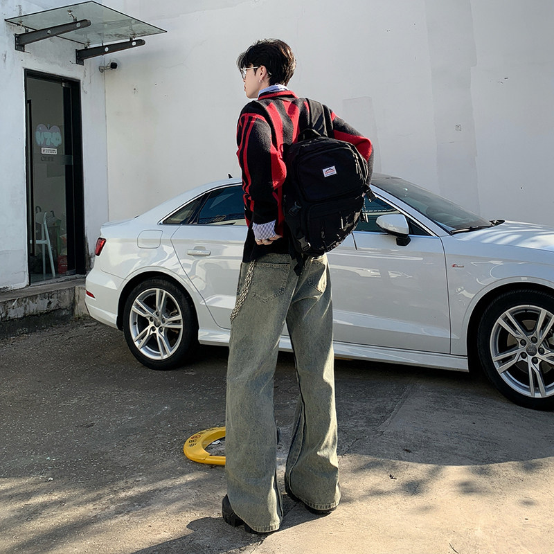 秋冬高街CleanFit水洗泥染微喇叭长裤hiphop复古牛仔裤子YA95-P80,男装牛仔裤,星座509