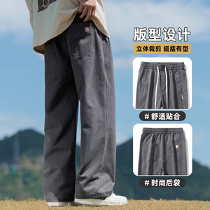 秋冬新款休闲裤男纯棉直筒宽松大码裤工装裤长裤耐磨Z2301-P50图片