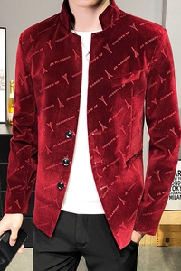 春季男士小西服韩版潮流青年休闲西装修身帅气中山装外套V816-P70图片