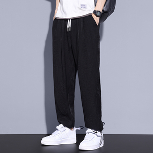冰丝休闲裤男夏季薄款速干韩版潮流九分宽松小脚男裤子Z6616图片