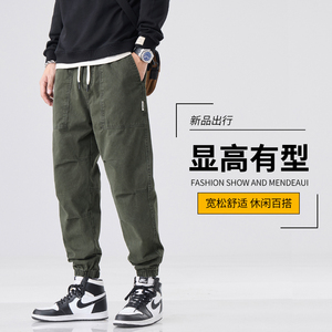 新款美式复古纯棉工装裤男士秋冬潮牌宽松束脚男生休闲裤M607-P50图片