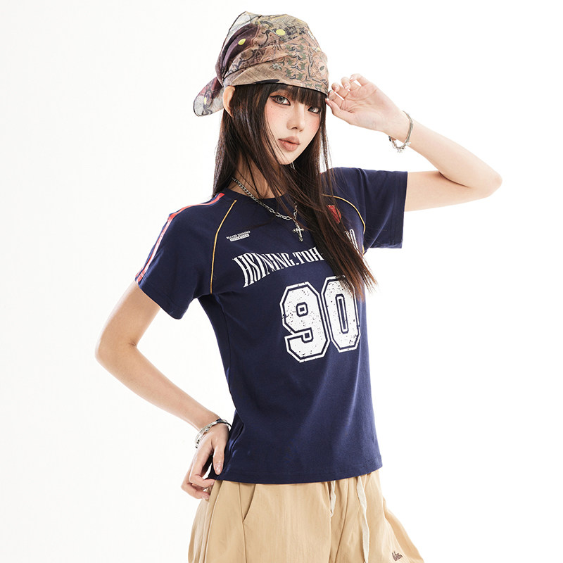 复古blokette条纹运动短袖球衣t恤男女夏美式辣妹上衣潮YD266-P35，男装T恤，星座509