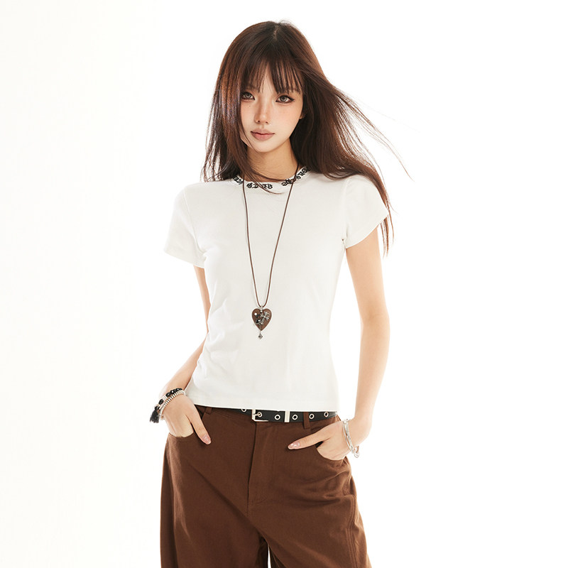 2026夏季新款白色圆领字母短袖t恤男女修身百搭半袖上衣YD267-P30，男装T恤，星座509