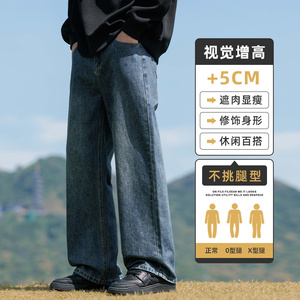 宽松直筒复古牛仔裤2024秋冬男阔腿休闲美式工装长裤子Z9842-P45图片