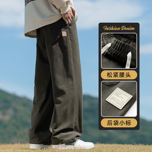 美式工装裤男秋冬新款宽松直筒阔腿男款休闲裤子松紧腰Z2328-P50图片