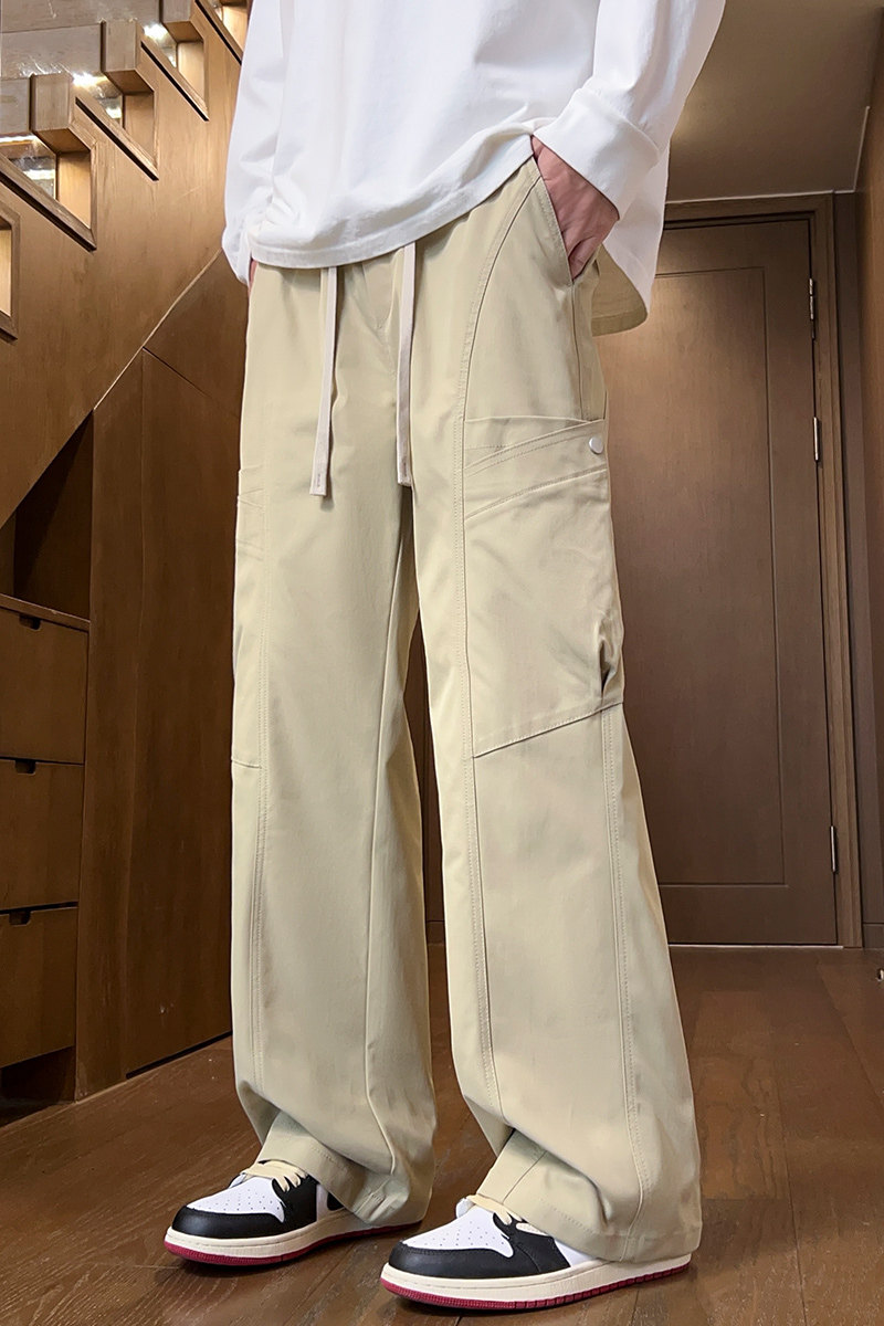 美式复古阔腿裤伞兵工装裤潮牌宽松垂感拖地休闲裤子男Z9857-P50,男装休闲裤,星座509