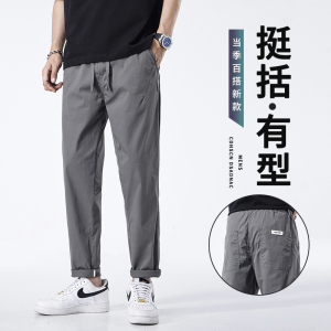 2025秋季男裤轻薄款透气男士宽松锥形九分裤弹力休闲裤M2417-P40图片