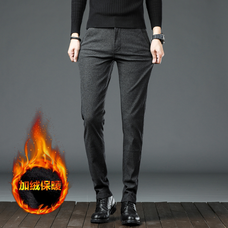 Long pants men's winter Plush pants men's casual pants warm outer pants Plush / regular