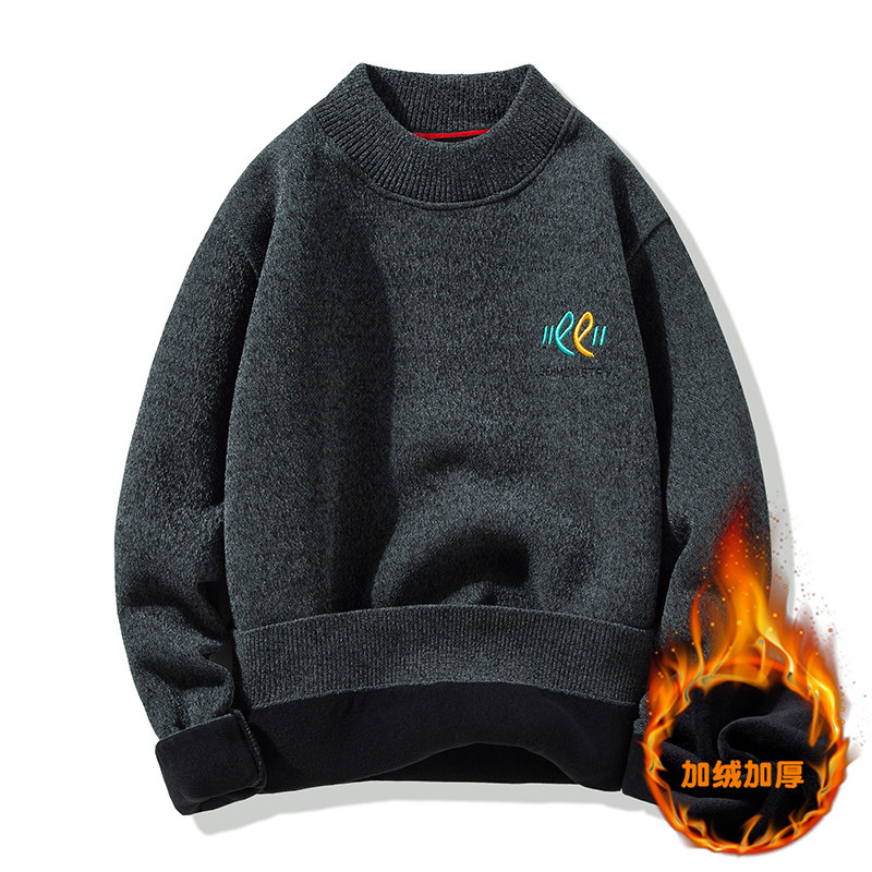 加绒加厚一体绒毛衣男士冬季厚款毛衫宽松内搭保暖衣服TY2721-P60图片