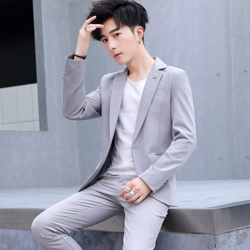 Suit suit men's Korean version slim business leisure professional formal dress bridegroom Wedding Suit