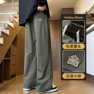 休闲长裤男士2024秋季新款直筒宽松男裤美式复古阔腿裤Z2329-P50图片