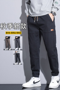 2024新款休闲裤子男士潮流工装男裤春秋宽松哈伦束脚GF9611-P40图片