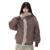 美式辣妹街头座山雕毛领棉服女冬季新款慵懒风夹克外套YD02-P130，男装夹克，星座509