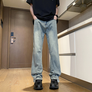 四季牛仔裤男款直筒微喇长裤美式复古显瘦高街vibe裤子男YD85-P50图片