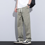 休闲裤男秋季黑色美式工装宽松直筒微喇伐木休闲裤子男M2401-P50，男装工装外套，星座509