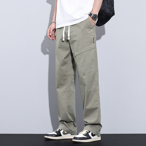 休闲裤男秋季黑色美式工装宽松直筒微喇伐木休闲裤子男M2401-P50图片
