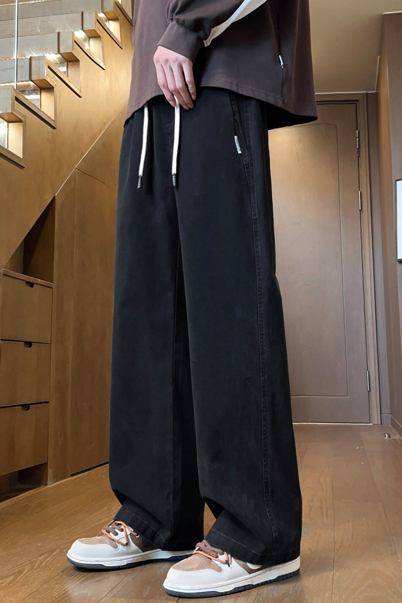 休闲裤男士新款宽松直筒裤子男秋冬美式垂感工装阔腿裤Z2301-P50,男装休闲裤,星座509