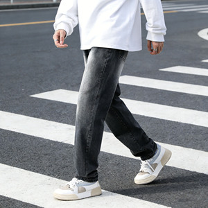 春季牛仔裤2026新款直筒裤宽松水泥做旧弹力高街男士潮流YZ89-P50图片