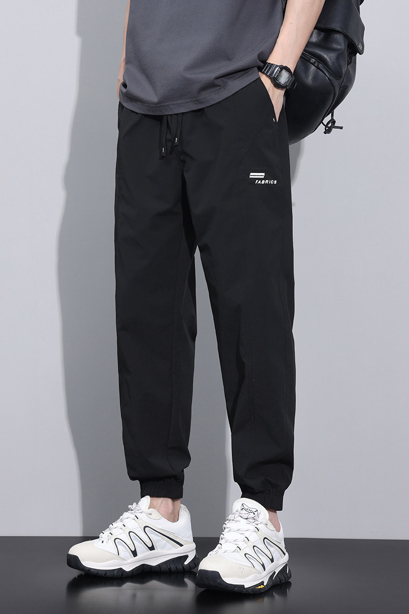 冰丝裤子男士夏天薄款宽松大码哈伦束脚裤九分休闲裤男Z9822-P40图片
