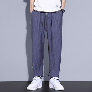 休闲裤男宽松束脚哈伦韩版潮流男裤春秋冰丝九分男裤子Z6616-P45图片