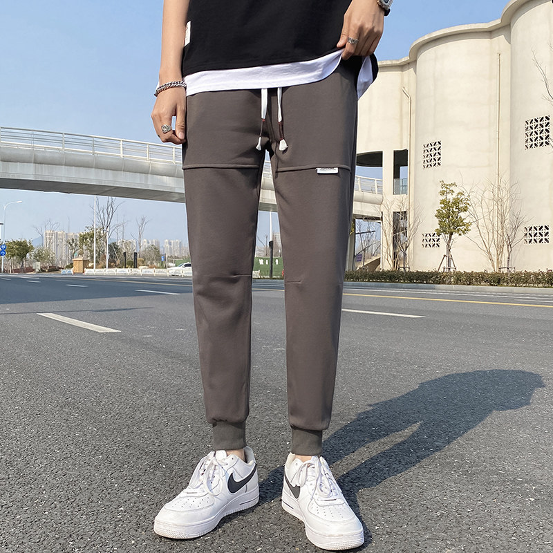 棉质哈伦裤秋季新款男装薄款九分裤男士卫裤宽松男裤潮M082图片
