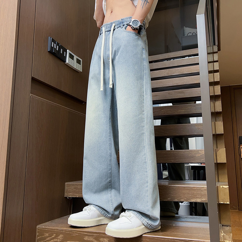 vibe美式高街牛仔裤男款秋季宽松直筒潮流百搭休闲长裤Z2507-P35,男装牛仔裤,星座509