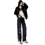 春夏中性风破洞牛仔裤男高街欧美慵懒潮牌文艺时尚长裤YD728-P40，男装牛仔裤，星座509