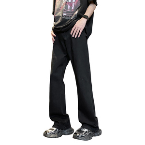 美式复古vibe裤子高街潮牌水洗牛仔裤男修身直筒微喇裤YD787-P45图片