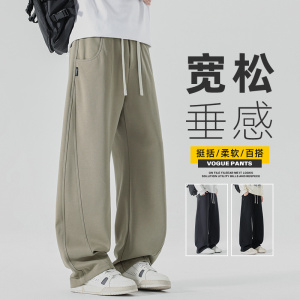 2025秋季弯刀休闲裤男生美式宽松阔腿卫裤直筒运动裤子Z2576-P45图片