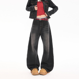 美式复古阔腿弯刀牛仔裤男女春秋季设计感水洗猫须宽松YD9079-P75，男装牛仔裤，星座509