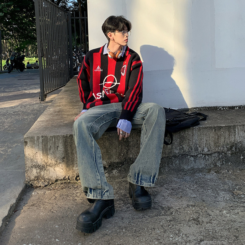 秋冬高街CleanFit水洗泥染微喇叭长裤hiphop复古牛仔裤子YA95-P80,男装牛仔裤,星座509