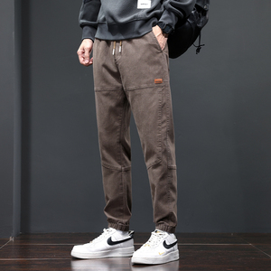 加厚保暖休闲裤秋冬季男士宽松束脚裤纯色长裤GF9611-P35/加绒P45图片