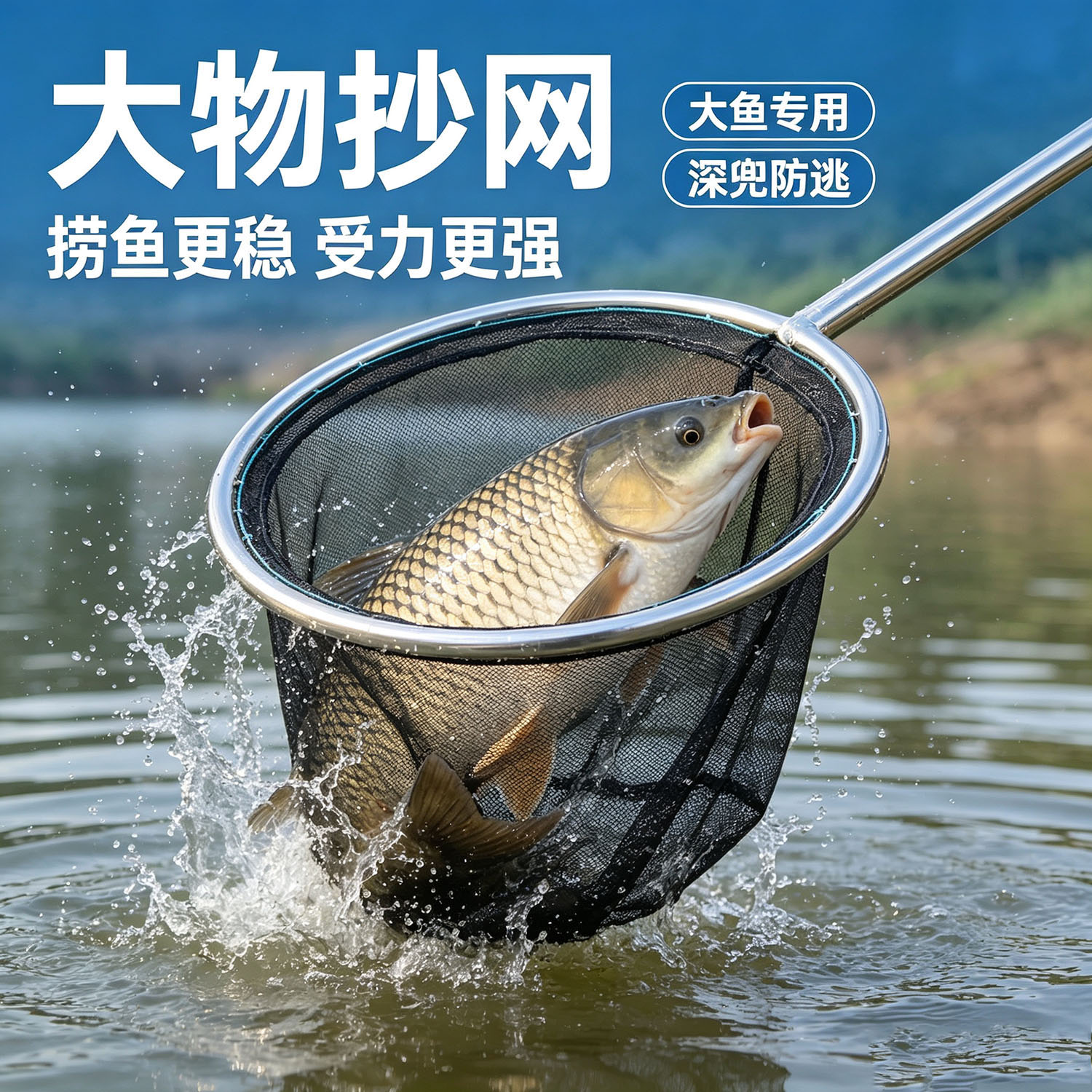不锈钢抄网大鱼捞网巨物鱼网卖鱼养殖场水产捞鱼网超硬舀子捕鱼网