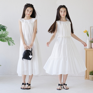 女童裙子夏薄款高级感公主风2026新款大童超好看雪纺背心裙沙滩裙