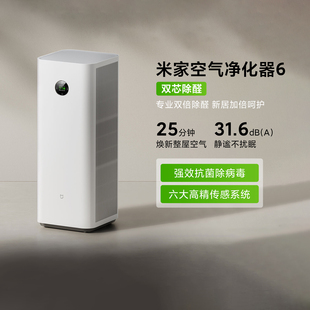 小米米家空气净化器6 双芯除醛家用强效除甲醛宠物吸烟抗菌净化机