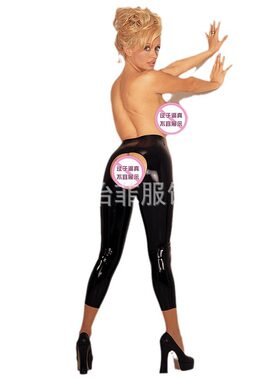 天然乳胶情趣开档长裤欧美成人性感女式裤子黑色紧身皮裤批发