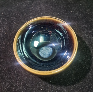 邹建斌玉子蓝毫带金滴禅定器型主人杯(带礼盒证书)