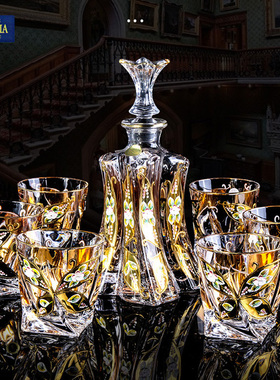 bohemia捷克进口水晶玻璃威士忌杯洋酒杯紫色创意啤酒杯酒瓶酒具