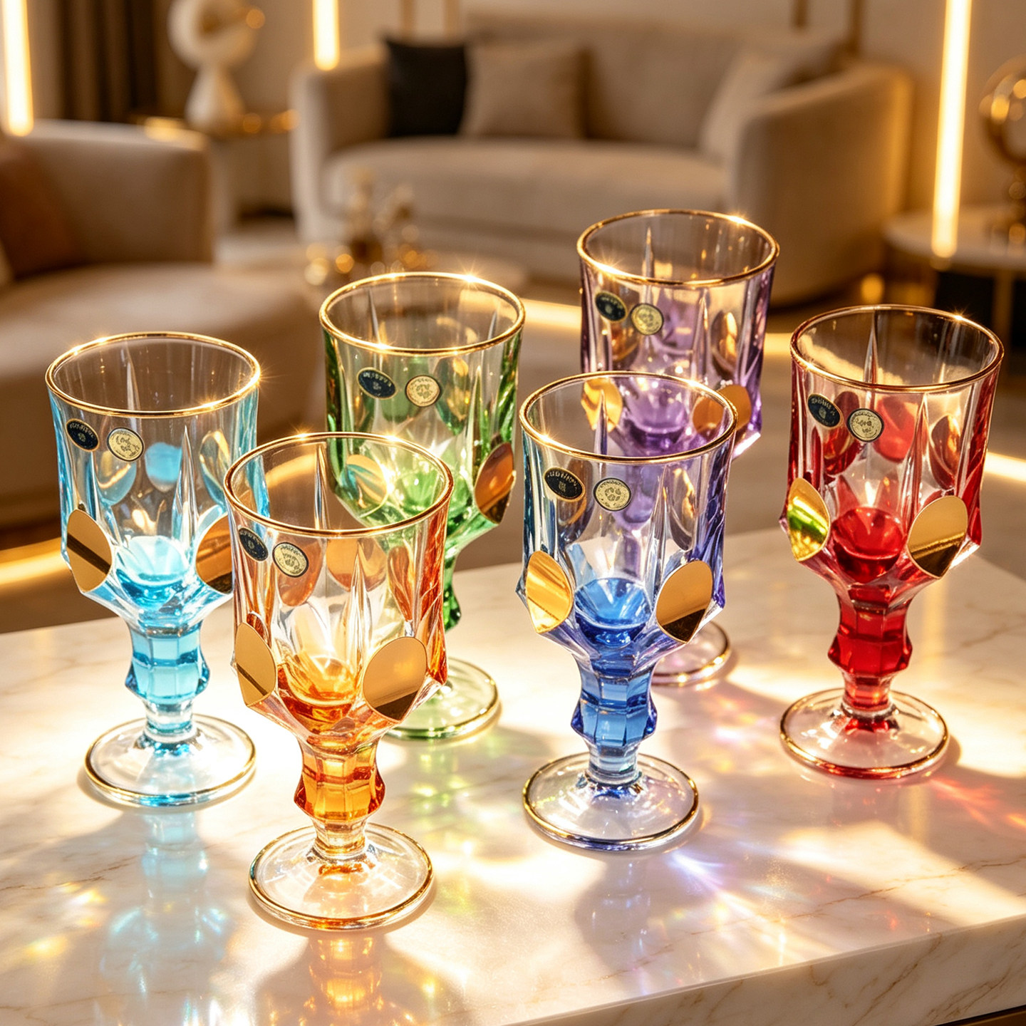 七彩手绘BOHEMIA水晶玻璃红酒杯