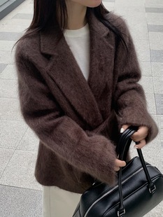 1025冬季 简约翻领系带设计显瘦绵羊毛外套 新款