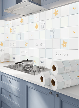厨房防油贴纸耐高温灶台下防水防潮防霉瓷砖墙纸台面自粘橱柜墙贴